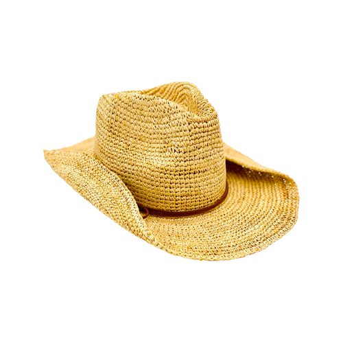 The Mesa - Raffia Fedora Hat Brown trim
