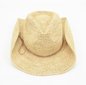 The Mesa - Raffia Fedora Hat Beige Trim