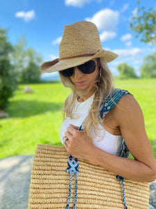 The Mesa - Raffia Fedora Hat Brown trim